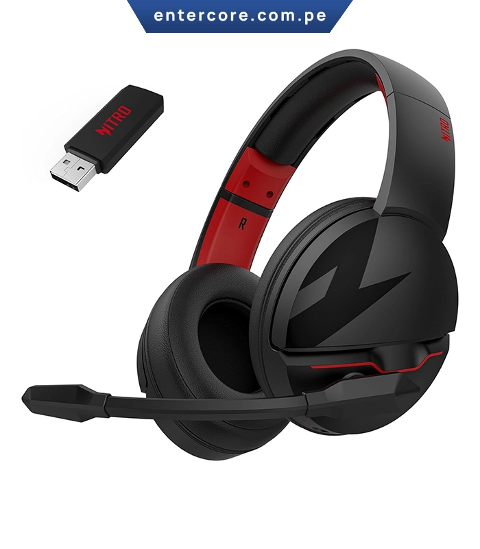 AURICULARES ACER NITRO K2 WIRELESS GAMING HEADSET MICROFONO BLACK RED