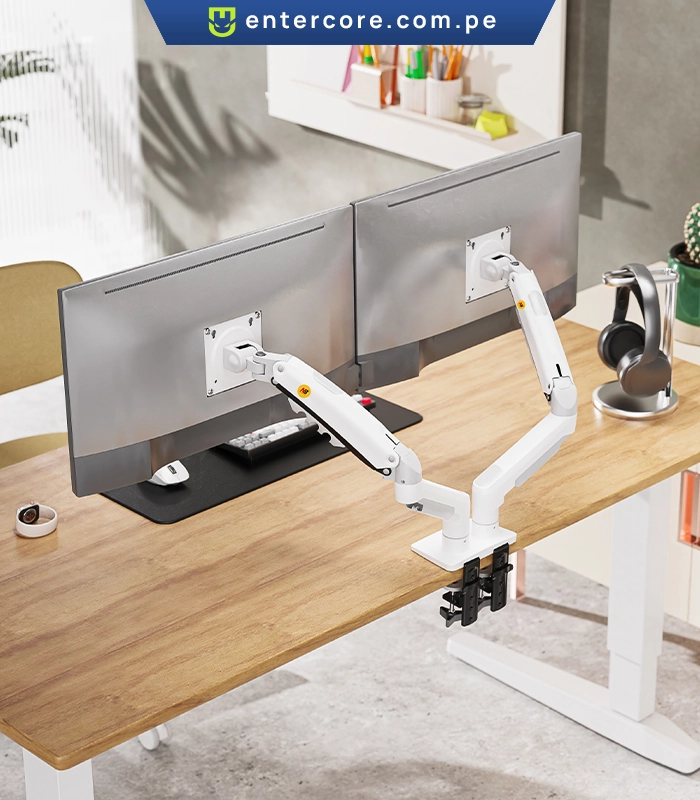 SOPORTE, BRAZO O RACK GIRATORIO NORTH BAYOU PARA ESCRITORIO DE DOBLE MONITOR, HASTA 27", WHITE