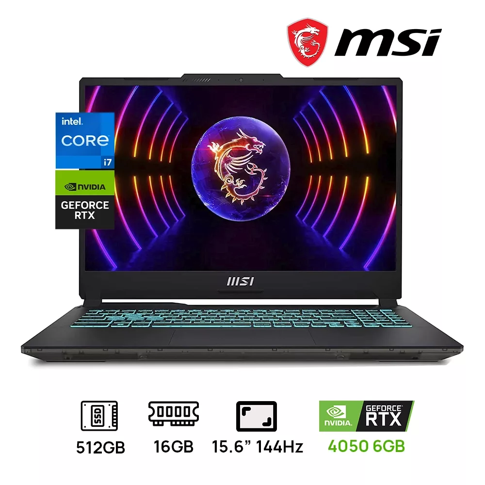MSI CYBORG 15 A13VE-218US GAMING Core™ i7-13620H 512GB SSD 16GB 15.6" (1920x1080) 144Hz NVIDIA® RTX 4050 6144MB BLACK Backlit Keyboard
