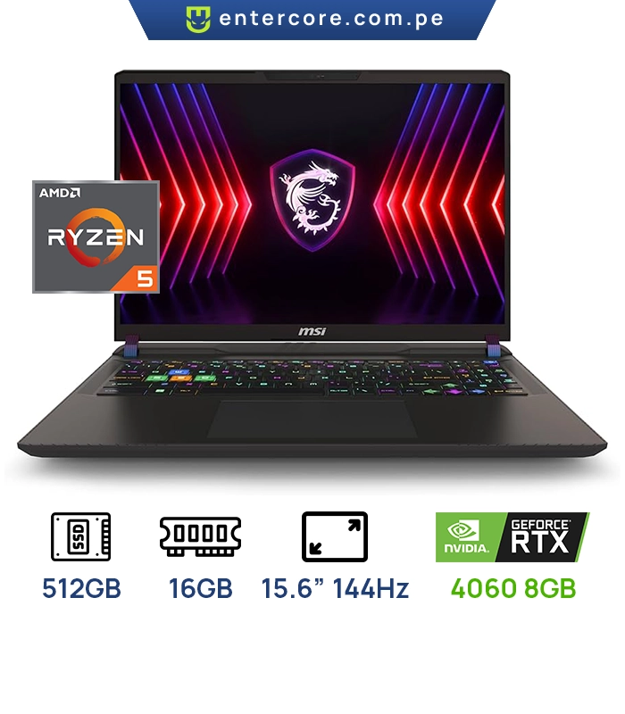 LAPTOP MSI THIN A15 B7VF-461 GAMING Ryzen™ 5 7535HS 512GB SSD 16GB 15.6" (1920x1080) 144Hz IPS WIN11 NVIDIA® RTX 4060 8192MB COSMO GRAY Backlit Keyboard