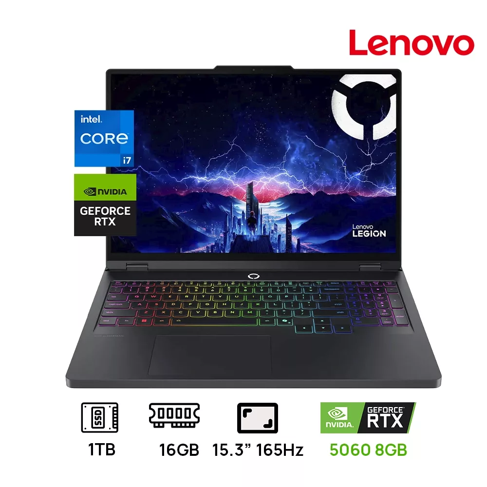 LENOVO LEGION 5 15IRX10 GAMING INTEL Core i7-13650HX 16GB DDR5 1TB SSD 15.3" WUXGA (1920X1200) 165HZ, NVIDIA GeForce RTX 5060 (8GB GDDR7) ECLIPSE BLACK RGB