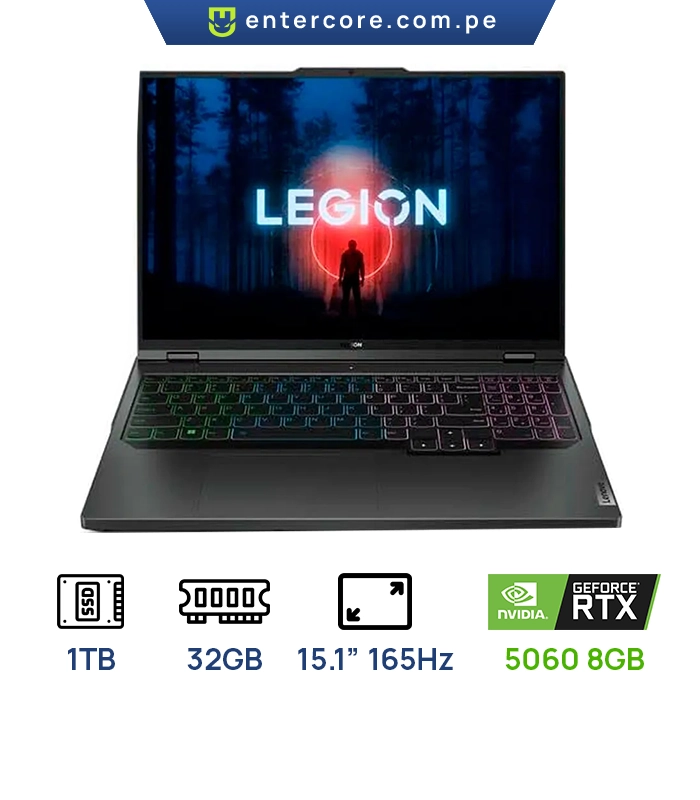 LAPTOP LENOVO LEGION 5 83M0CTO1WW GAMING AMD RYZEN 7 260 32GB, 1TB SSD 15.1” WQXGA (2560 X 1600) OLED NVIDIA RTX 5060 8192MB BT Eclipse Black color,Win 11