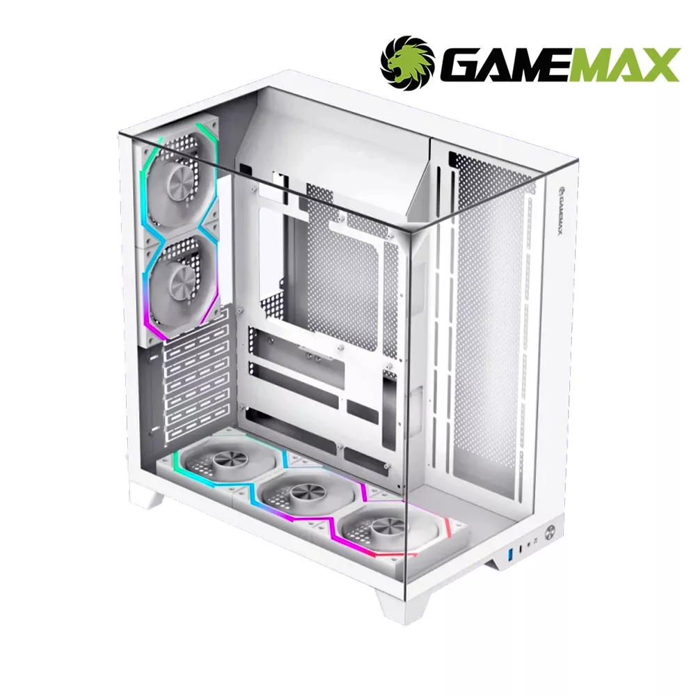 CASE GAMING GAMEMAX INFINITY PRO, PANORAMICO, 5 COOLER ARGB WHITE