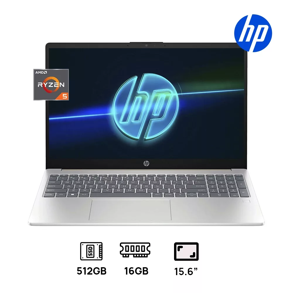 LAPTOP HP 15-FC0256LA AMD RYZEN 5 7520U 16GB DDR5 512GB 15.6P FHD TAPA AZUL MARCO PLATEADO