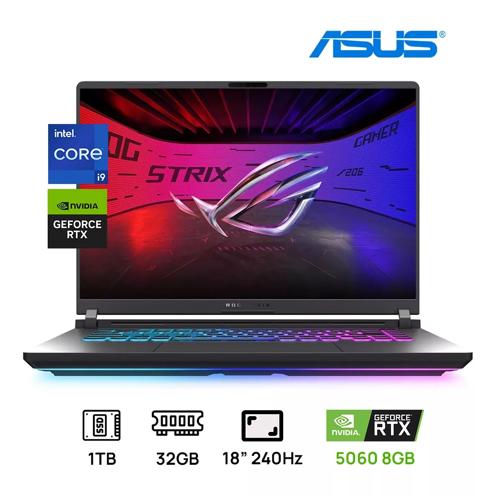 LAPTOP ASUS ROG STRIX G18 G815LM-IS96 INTEL CORE I9 275HX 32GB DDR5 1TB SSD M.2 GEFORCE RTX 5060 8GB 18” 2.5K WQXGA (2560X1600) 240HZ