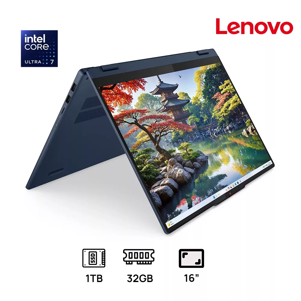 LAPTOP LENOVO IDEAPAD 5 16IAL10 2-IN-1 INTEL CORE ULTRA 7 255U 1TB SSD 32GB DDR5 16 WUXGA (1920X1200) IPS TOUCHSCREEN WIN 11 COLOR COSMIC BLUE