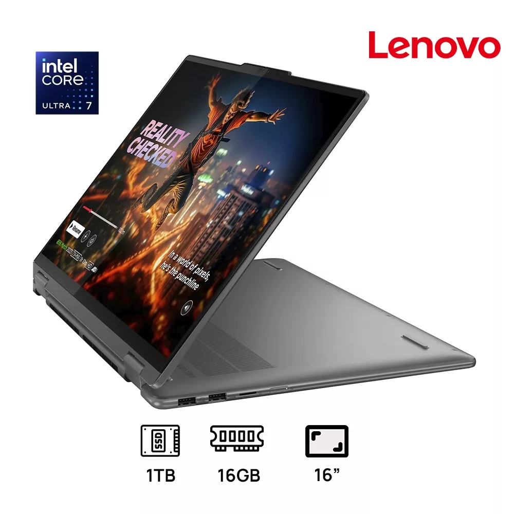 LAPTOP LENOVO YOGA 7 16IML9 2-IN-1 Core™ Ultra 7 155U 1TB SSD 16GB 16" (1920x1200) TOUCHSCREEN IPS WIN11 STORM GREY Backlit Keyboard FP Reader