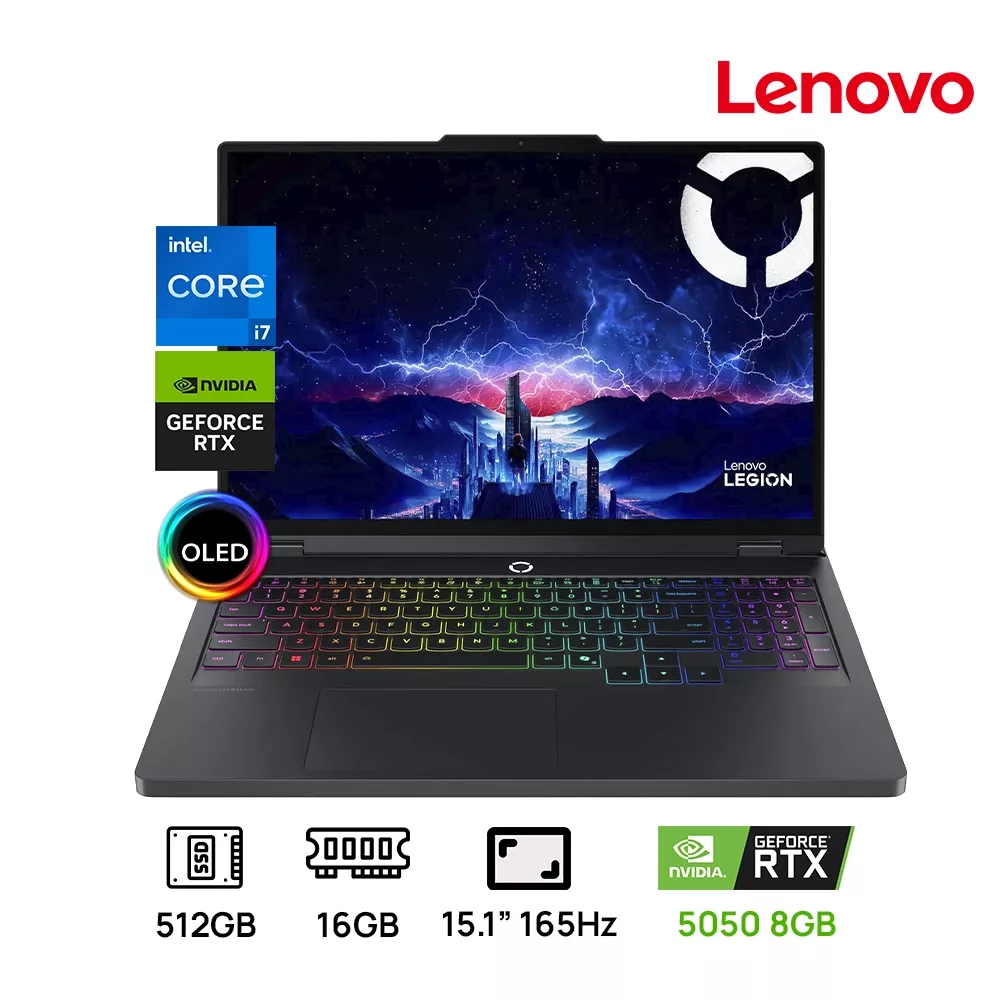 LAPTOP LENOVO LEGION 5 15IRX10 GAMING INTEL CORE i7 14700HX 512GB SSD 16GB DDR5 ,15.1 WQXGA (2560X1600) OLED, NVIDIA GEFORCE RTX 5050 8192MB WIN 11