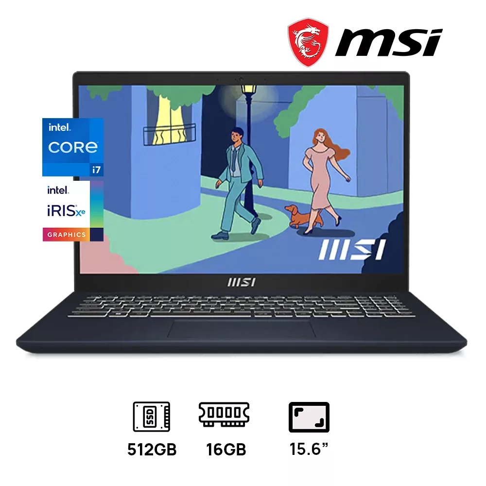 LAPTOP MSI MODERN 15 GAMING Intel Corei7-1255U 512 GB SSD 16 GB RAM 15.6" FHD (1920X1080) WINDOWS11 COLOR BLACK