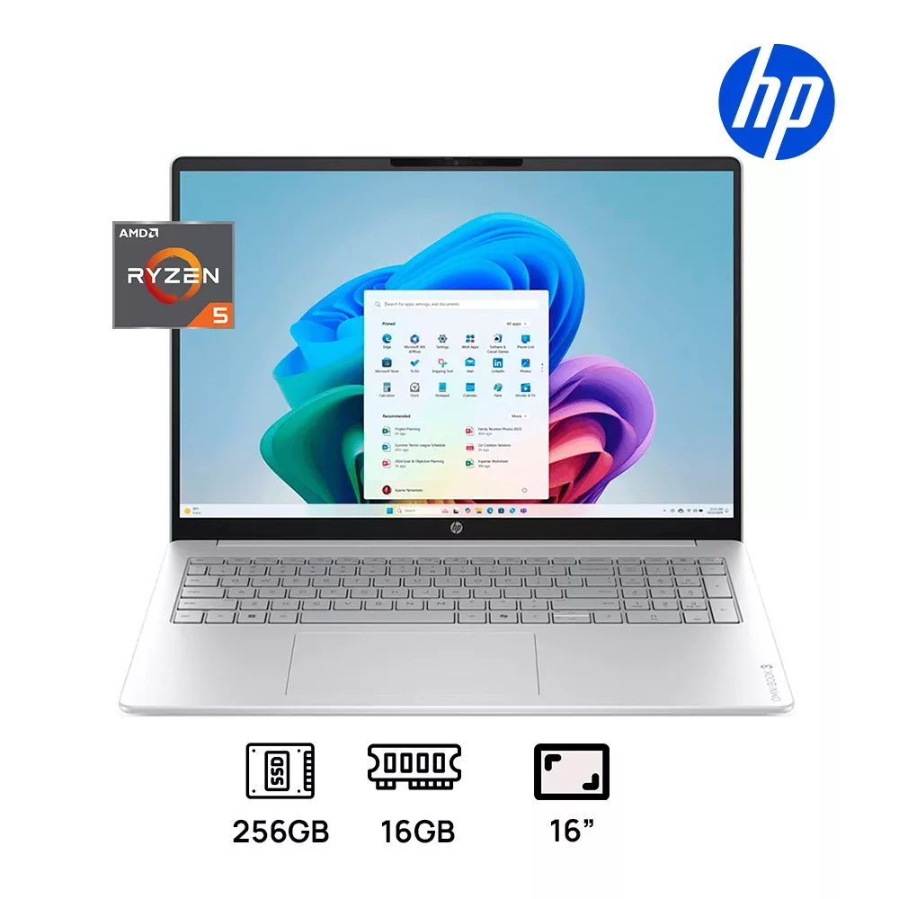 LAPTOP HP OMNIBOOK 3 16-BY0205 AMD Ryzen™ 5 40 256GB SSD 16GB 16" (1920x1200) TOUCHSCREEN WIN11 GLACIER SILVER TACTIL