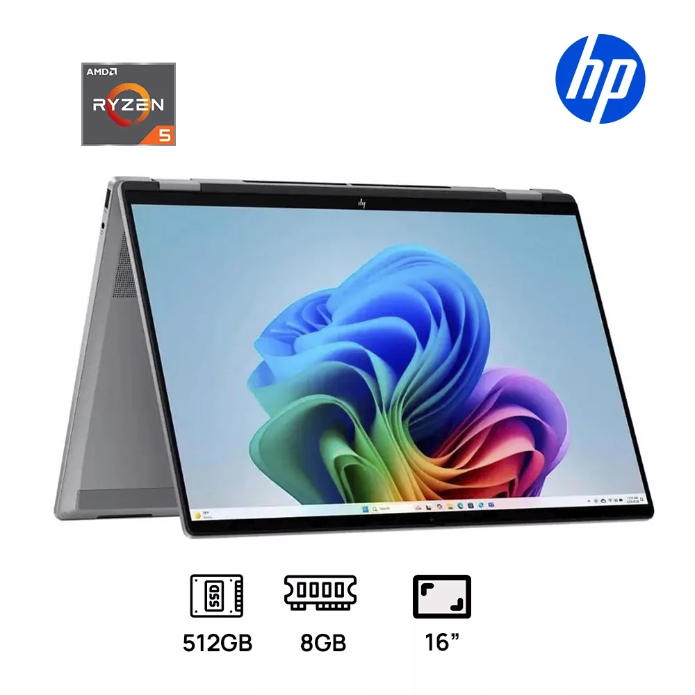LAPTOP HP OMNIBOOK X FLIP 16-BE0003DX AMD RYZEN 5 220 512GB SSD 8GB DDR5 16 FHD+ 2K (1920X1200) TOUCHSCREEN WIN 11 COLOR SILVER TACTIL