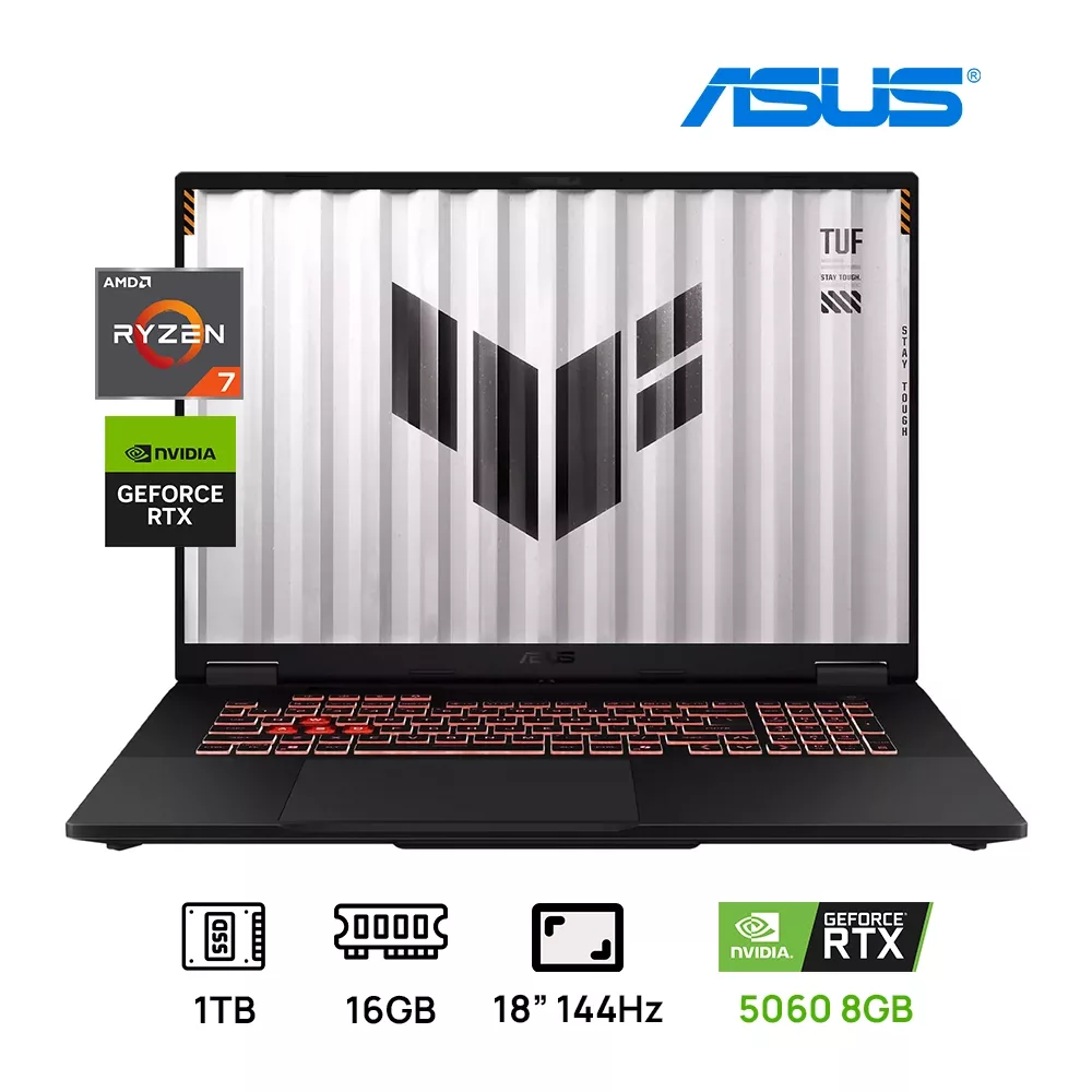 LAPTOP ASUS TUF A18 FA808UM-IS74 GAMING Ryzen™ 7 260 1TB SSD 16GB 18 WUXGA (1920x1200) 165Hz WIN11 IR NVIDIA® RTX 5060 8192MB GRAY RGB