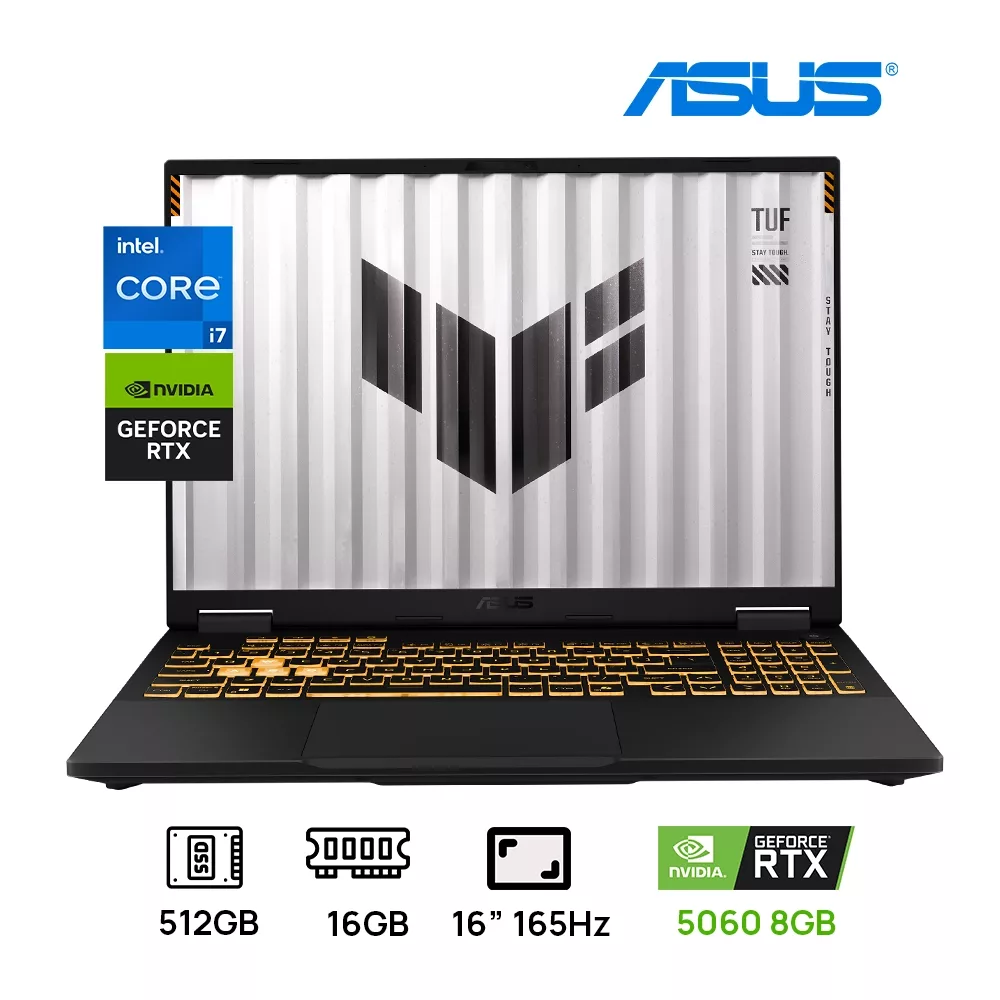 LAPTOP ASUS TUF F16 FX608JHR-RV352 INTEL Core™ i7-14650HX 512GB SSD 16GB DDR5 16" WUXGA (1920x1200)165Hz NVIDIA® RTX 5060 8192MB JAEGAR GRAY Backlit Keyboard