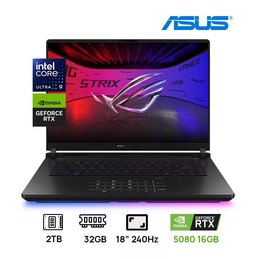 LAPTOP ASUS ROG STRIX SCAR 18 G835LW-XS97 INTEL CORE ULTRA 9 275HX 2TB SSD 32GB RAM DDR5 18" WQXGA(2560x1600) 240HZ NVIDIA® RTX5080 16GB NEGRO Backlit Keyboard