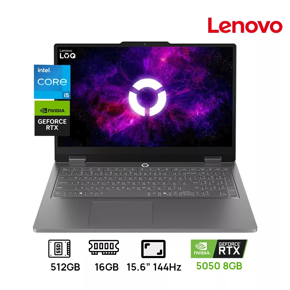 LAPTOP LENOVO LOQ 15IRX11 GAMING INTEL CORE i5 13450HX 512GB SSD 16GB DDR5 15.6 FHD (1920x1080) NVIDIA GEFORCE RTX 5050 8GB COLOR LUNA GREY