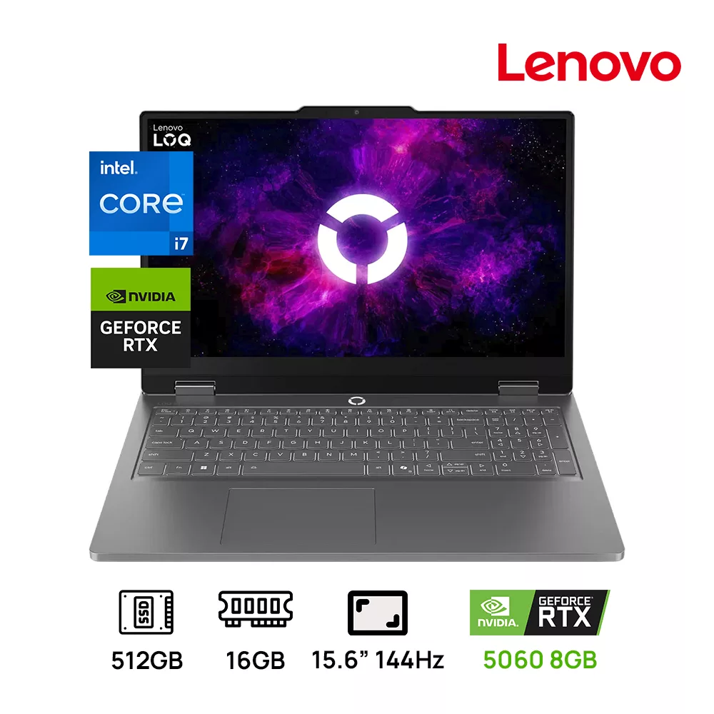 LAPTOP LENOVO LOQ ESSENTIAL 15IRX11 INTEL CORE i7 13650HX 16GB DDR5 512GB SSD 15.6" FHD (1920x1080) 144HZ NVIDIA RTX 5060 8GB COLOR LUNA GREY