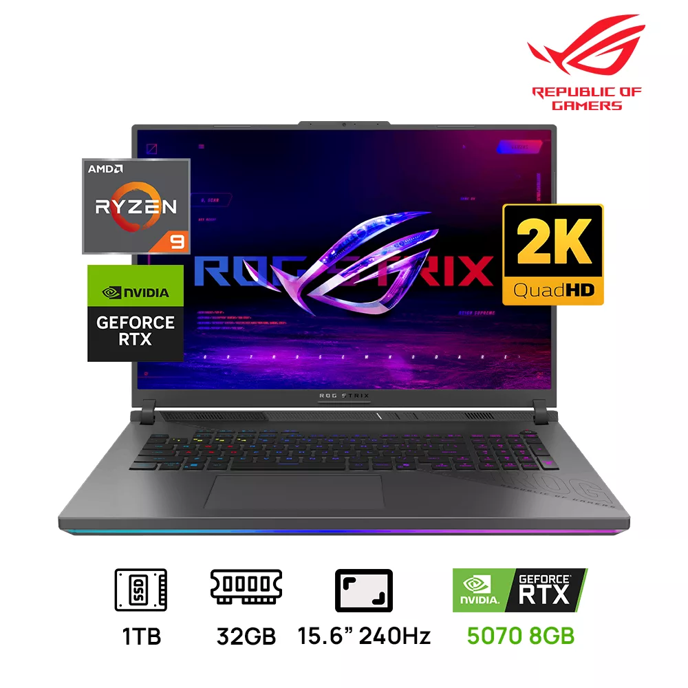 ASUS ROG STRIX G18 G814FP-WS96 AMD RYZEN 9 9955HX 32GB DDR5 1TB SSD NVIDIA RTX 5070 8GB 18" QHD (2560 x 1600) 240HZ BLACK