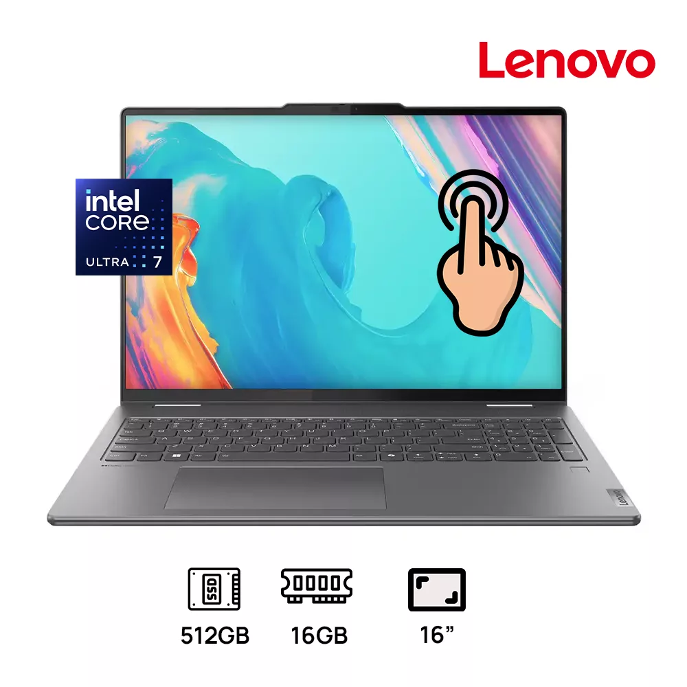 LAPTOP LENOVO YOGA 7 2-IN-1 16IPH11 INTEL CORE ULTRA 7 355 16GB DDR5 512GB SSD 16 WUXGA (1920X1200) TACTIL COLOR LUNA GREY