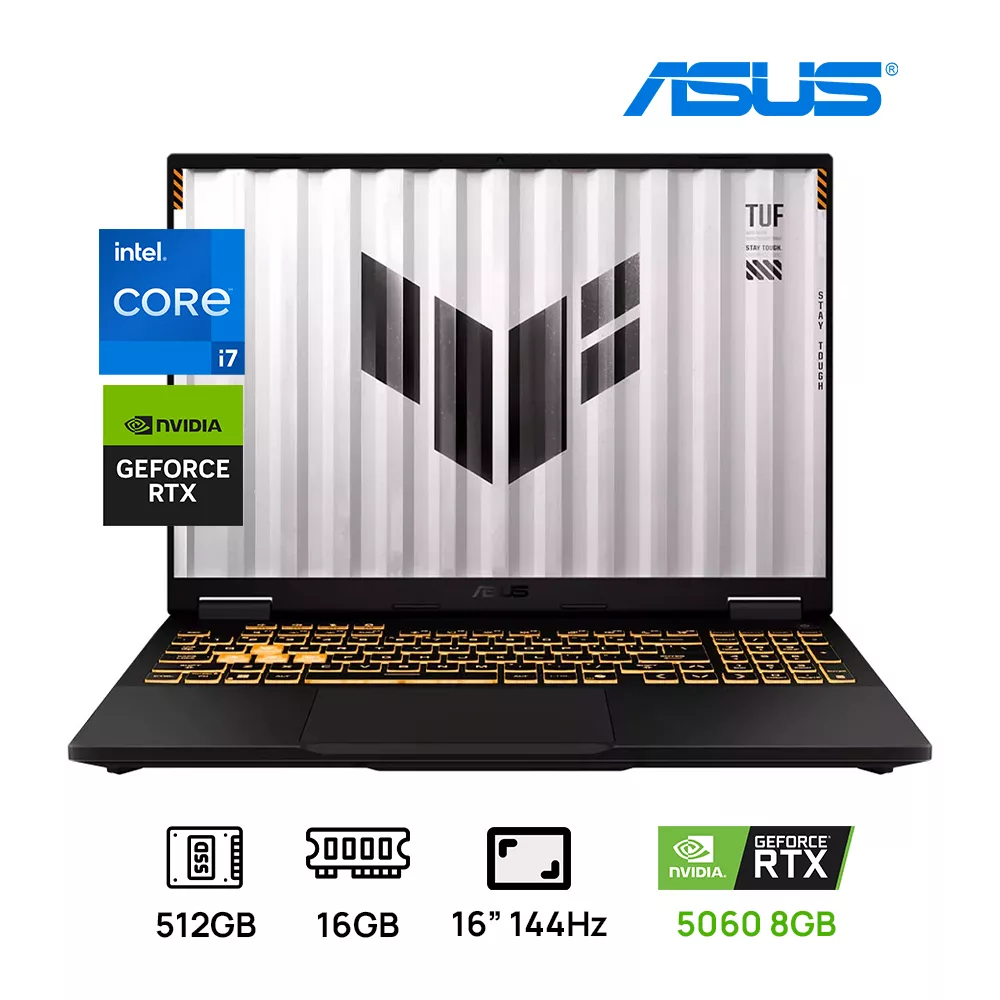 LAPTOP ASUS TUF F16 FX608JMI-TU350 INTEL CORE i7-14650HX 512GB SSD 16GB DDR5 16" WUXGA (1920x1200)144Hz NVIDIA RTX 5060 8GB ESP