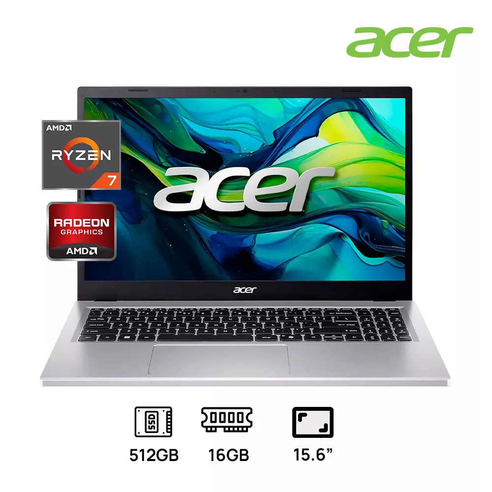 LAPTOP ACER ASPIRE GO AG15-42P-R917 AMD RYZEN 7 7730U 512GB SSD 16GB DDR4 15.6 FHD (1920 X 1080) COLOR SILVER